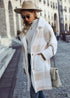 New Plaid Print Suit Collar Single Breasted Plush Long Coat